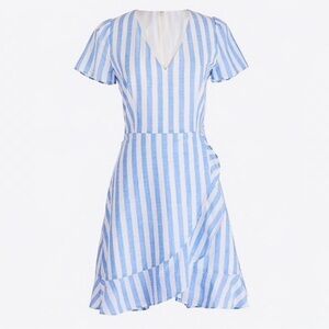 J. Crew Light Blue and White Striped Mini Dress